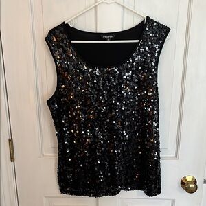 George Black Sequin Sleeveless Tank Top large 12-14 never worn